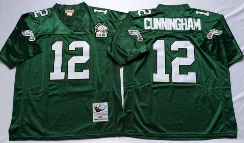 Eagles 12 Randall Cunningham Green M&N Throwback Jersey->nfl m&n throwback->NFL Jersey